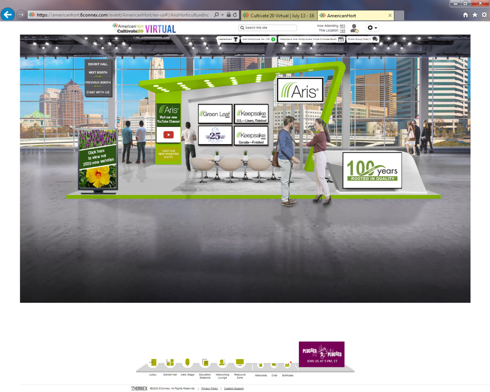 screenshot aris booth cultivate 2020 virtual event